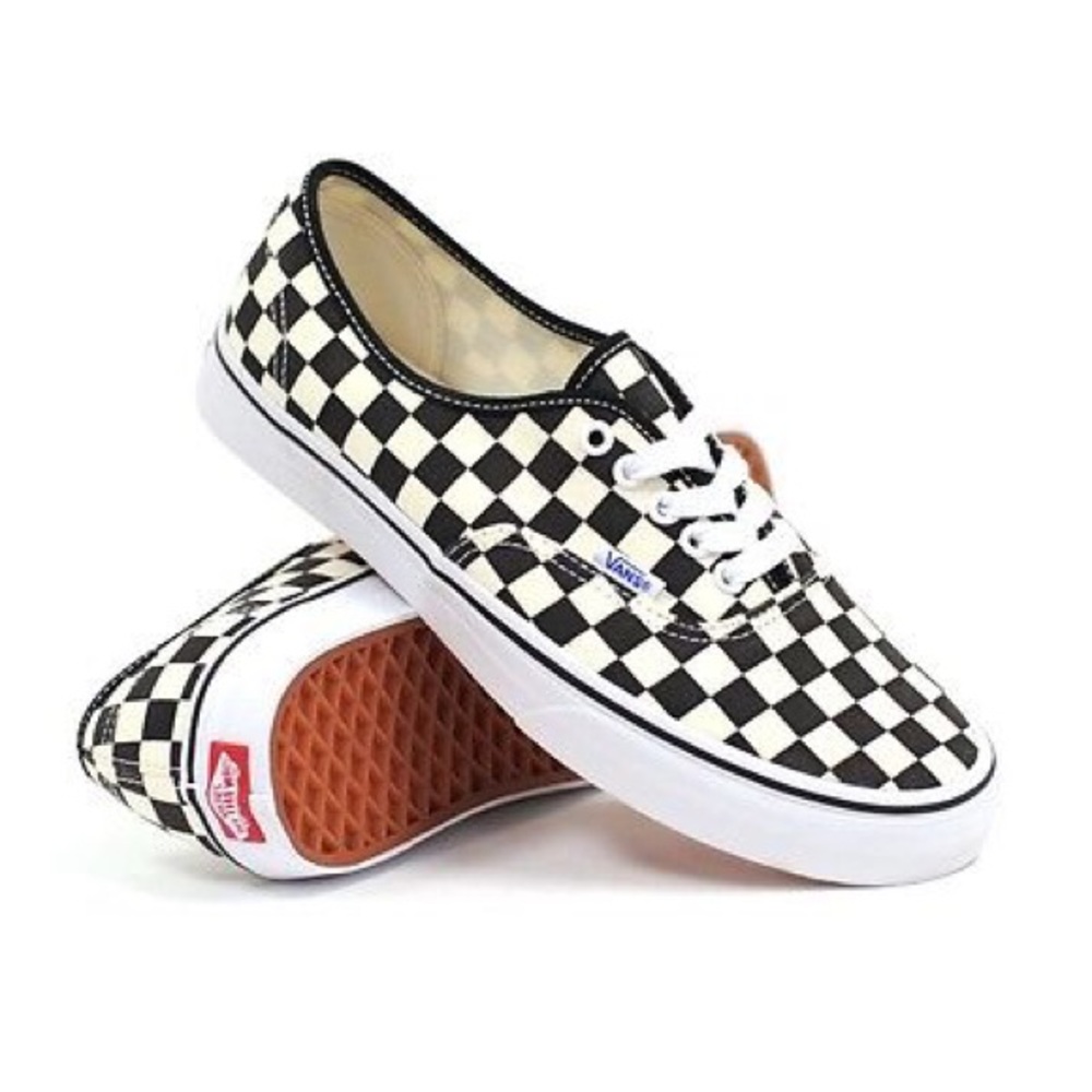 checkerboard lace up vans